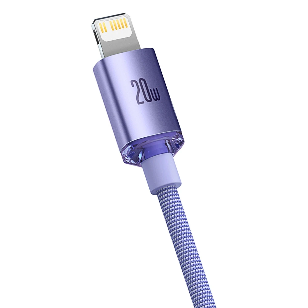 Baseus Crystal kabelis USB-C - Lightning 20W PD 2m - Violetinis