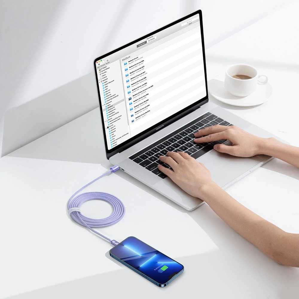 Baseus Crystal kabelis USB-C - Lightning 20W PD 2m - Violetinis