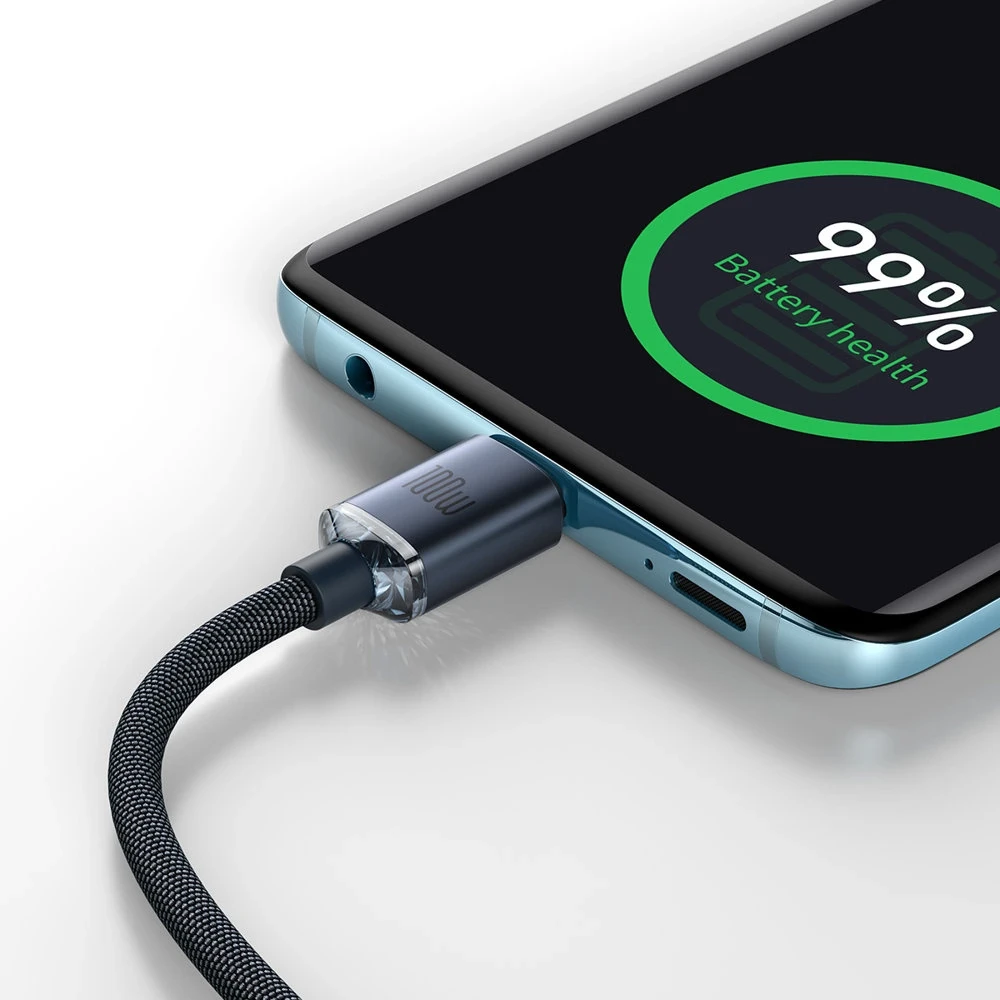 Baseus Crystal USB-C - USB-C laidas 100W 1.2m - Juodas