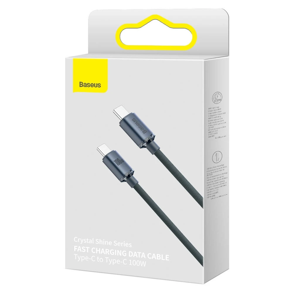 Baseus Crystal USB-C - USB-C laidas 100W 1.2m - Juodas