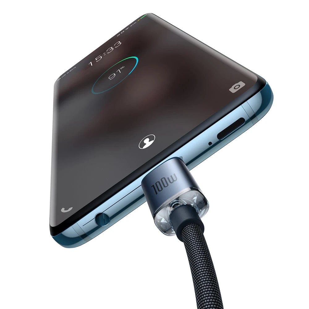 Baseus Crystal USB-C - USB-C laidas 100W 1.2m - Juodas