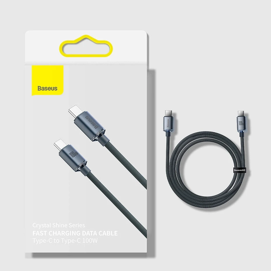 Baseus Crystal Shine USB-C – USB-C laidas 100W 1.2 m – Violetinis