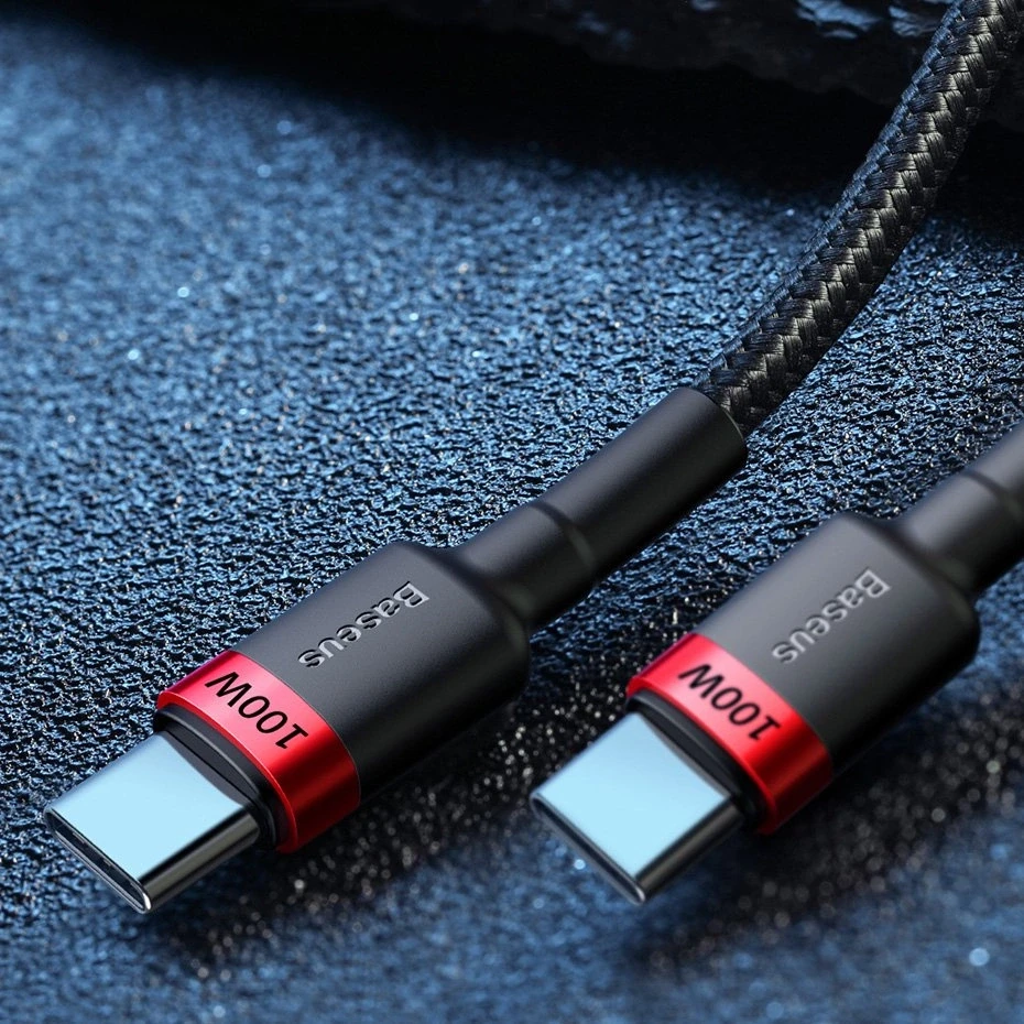 Baseus Cafule PD2.0 100W blykstė įkrovimo USB-C kabelis 20V 5A 2m - Raudonas / Juodas