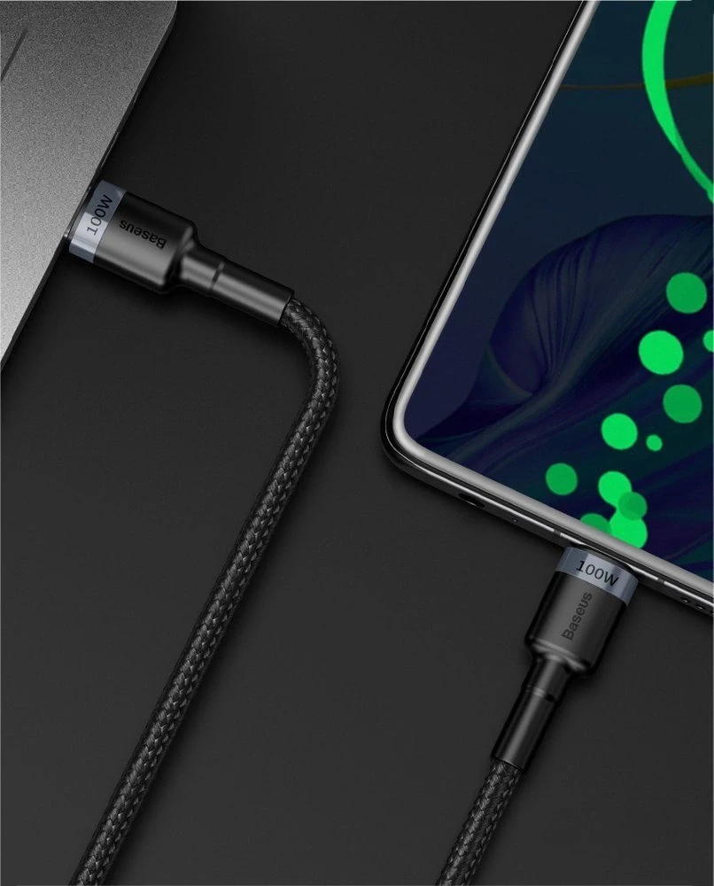 Baseus Cafule PD2.0 100W blykstė įkrovimo USB-C kabelis 20V 5A 2m - Raudonas / Juodas