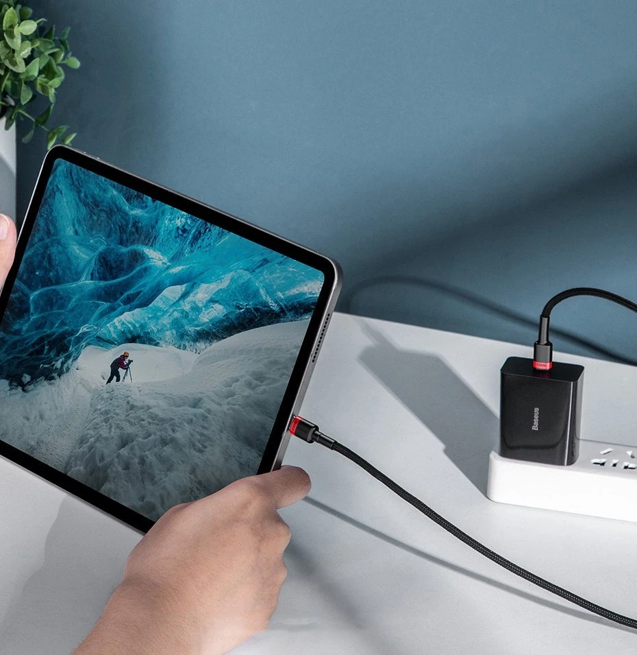 Baseus Cafule PD2.0 100W blykstė įkrovimo USB-C kabelis 20V 5A 2m - Raudonas / Juodas