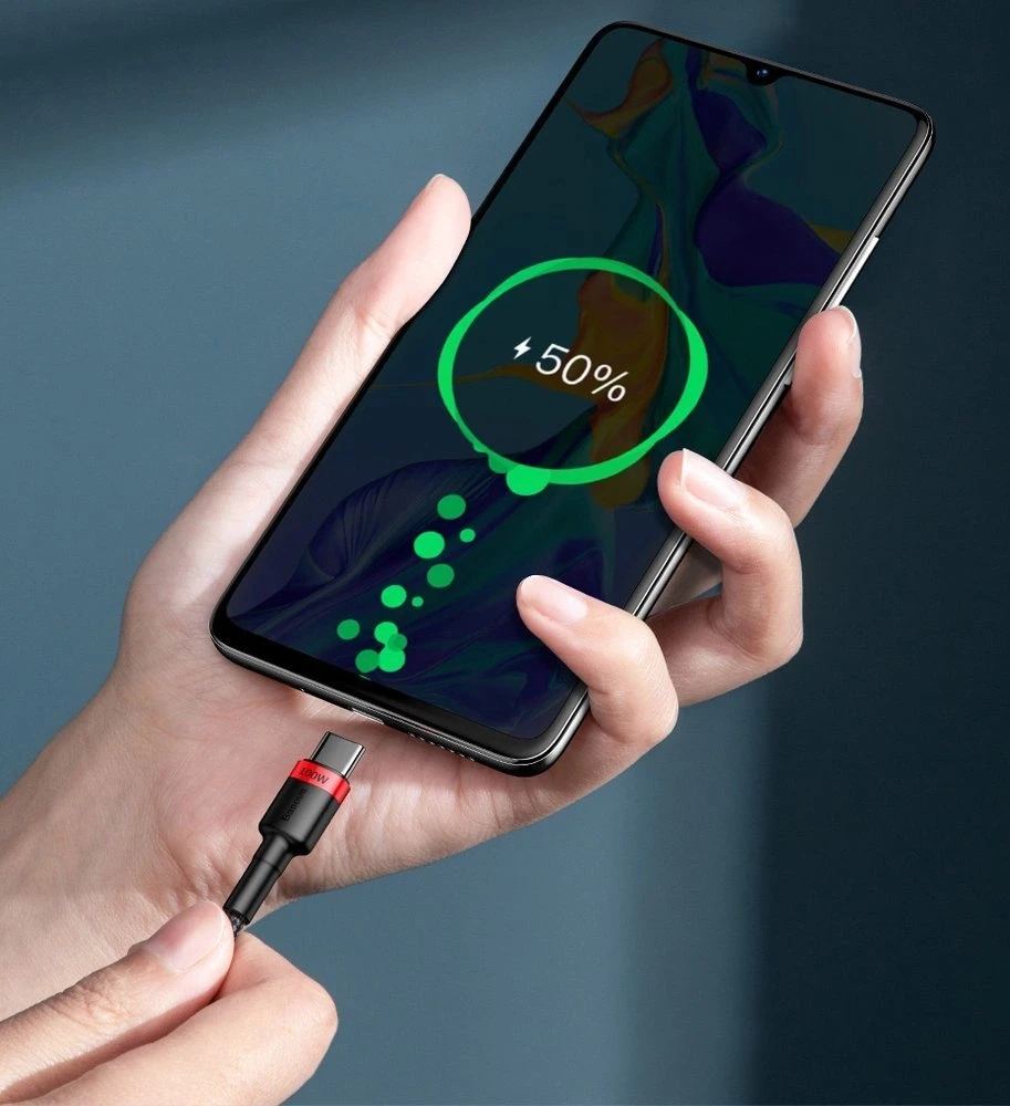 Baseus Cafule PD2.0 100W greito įkrovimo USB-C kabelis 20V 5A 2m - Pilkas / Juodas