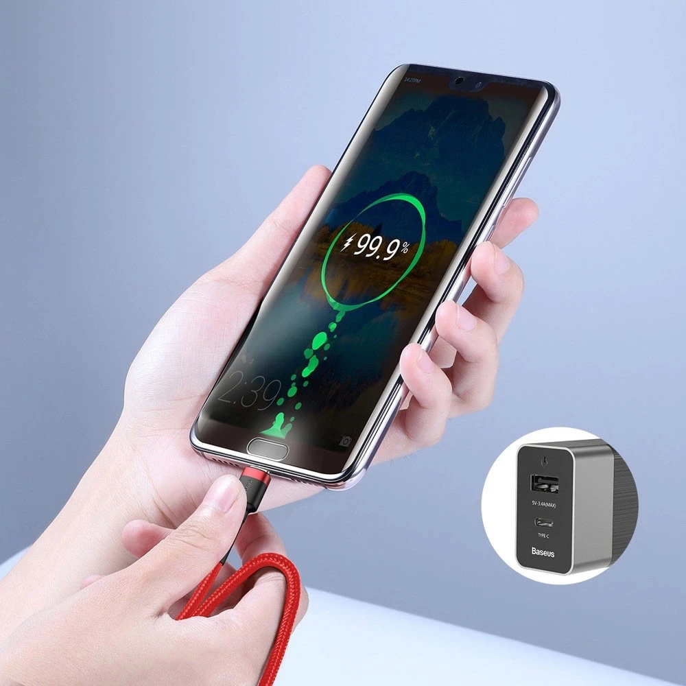 Baseus Cafule kabelis USB-C PD 2.0 QC 3.0 60W 1m - Raudonas