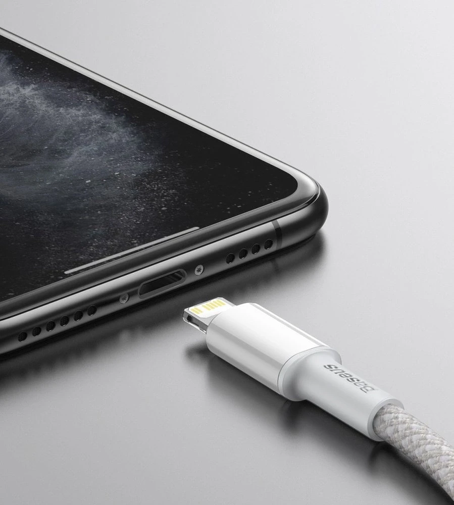 USB kabelis Baseus High Density Braided Fast Data PD 20W Type-C į Lightning 1.0m juodas CATLGD-01