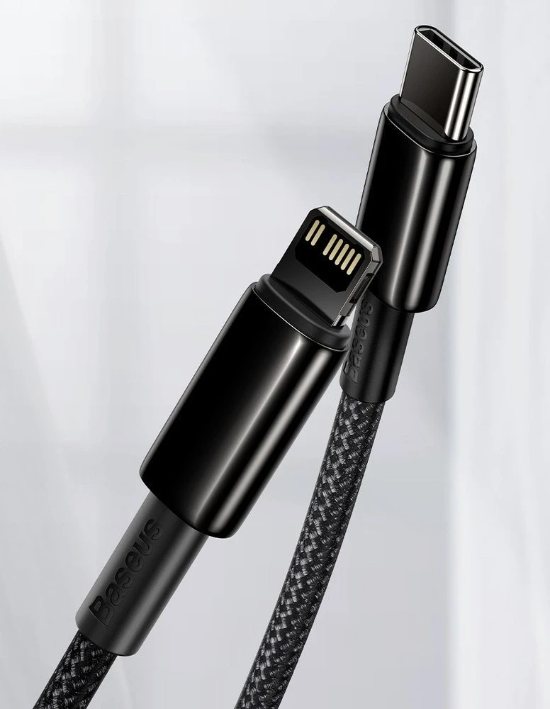 Baseus USB Type C - Lightning kabelis „Power Delivery“ greitam įkrovimui 20 W 1 m, juodas (CATLWJ-01) (Juodas)