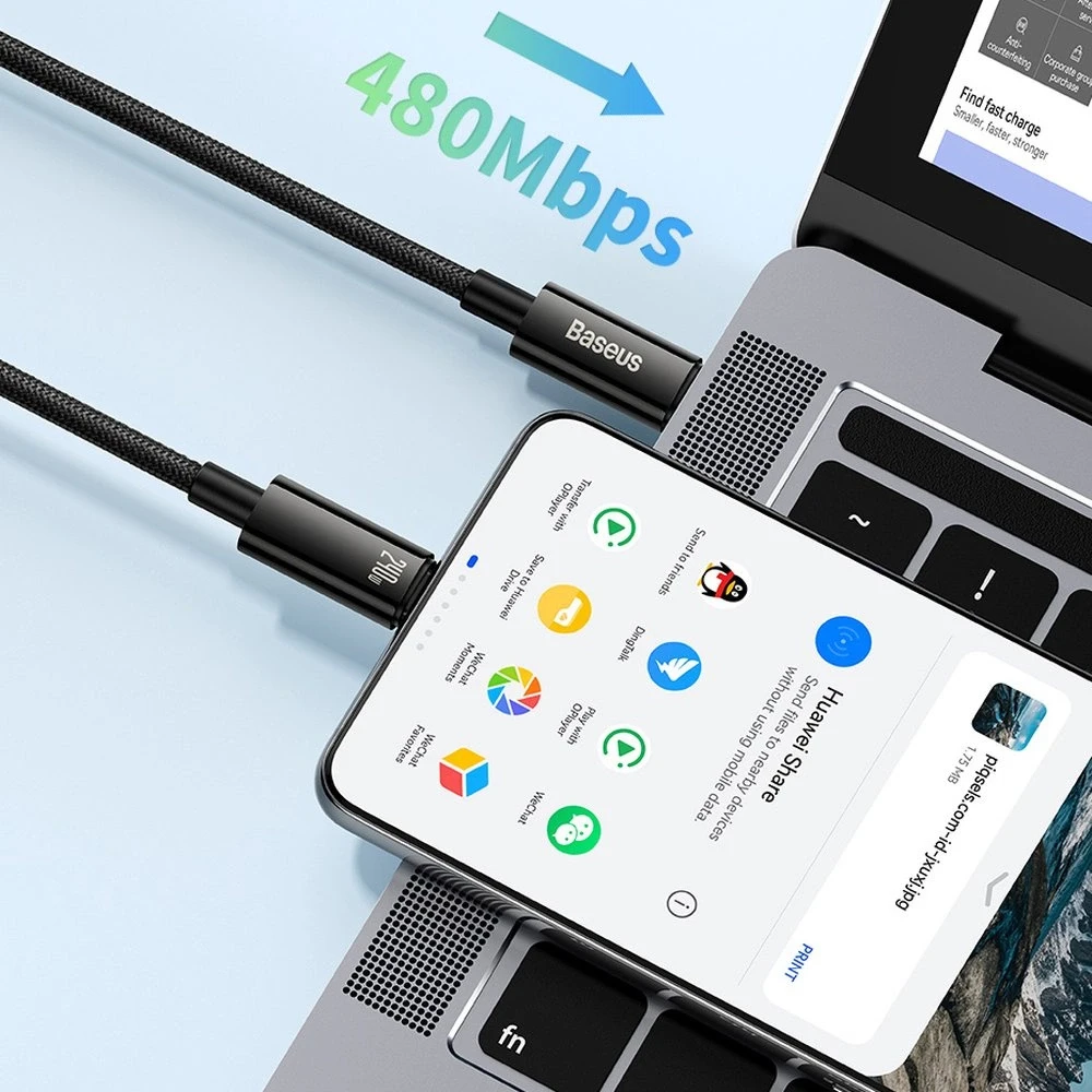 USB-C į USB-C laidas Baseus Tungsten Gold 240W 1m - juodas