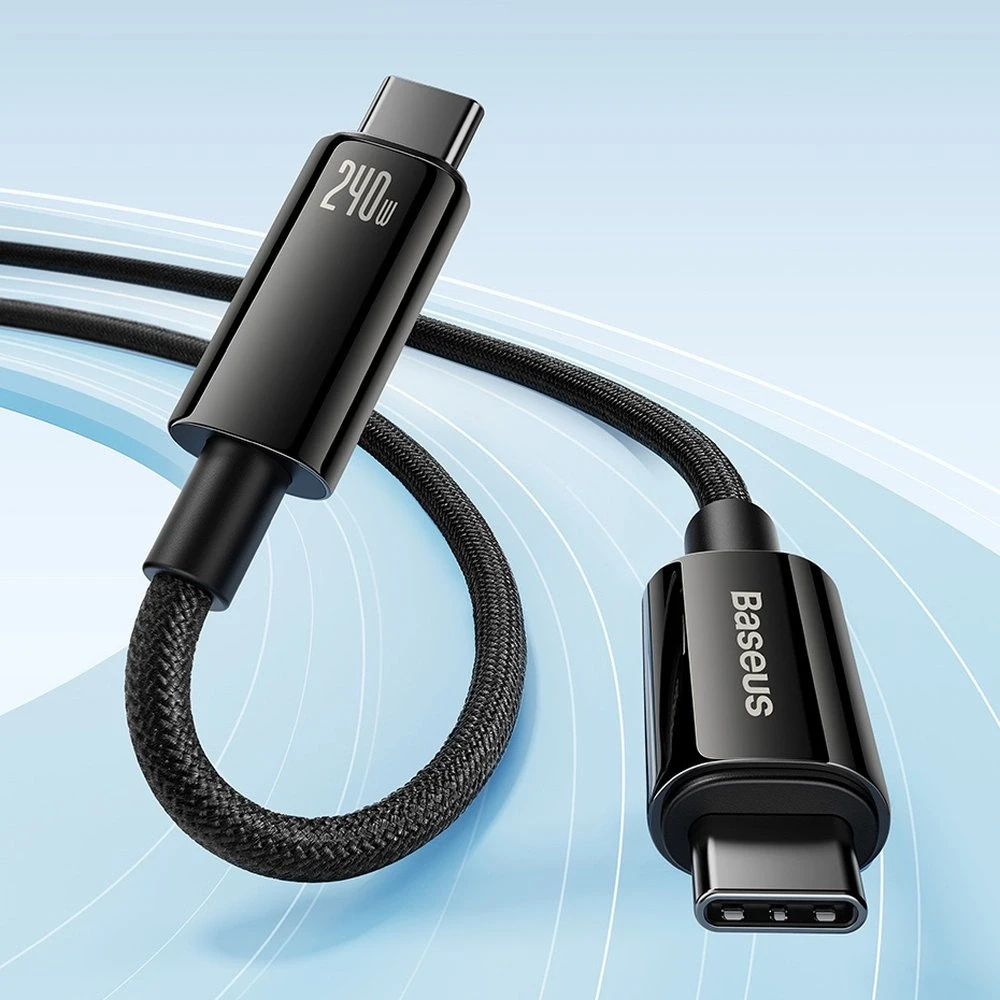 USB-C į USB-C laidas Baseus Tungsten Gold 240W 1m - juodas