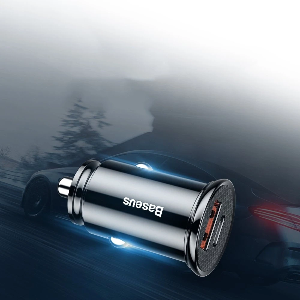 Baseus Circular automobilinis įkroviklis PD QC4.0 + 5A 30W - Juodas