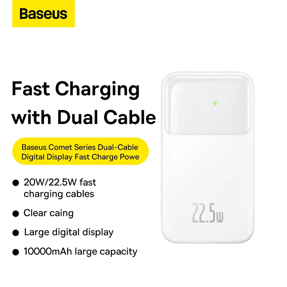 Powerbank Baseus Comet 10000mAh, 22,5W (balta)