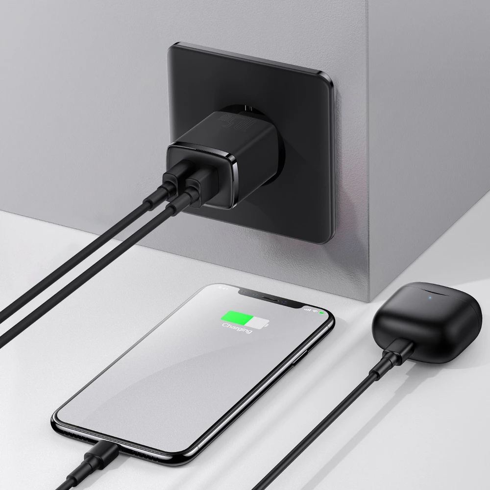 Baseus Sieninis įkroviklis 10.5W 2xUSB 2.1A, juodas