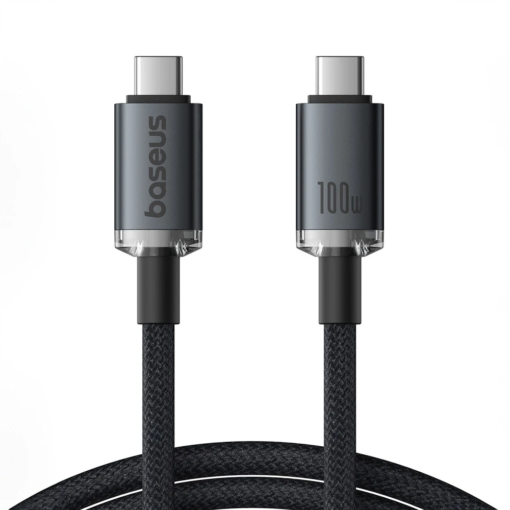 Baseus Crystal Shine Series Data kabelis USB-C - USB-C 100W 1,5m juodos spalvos