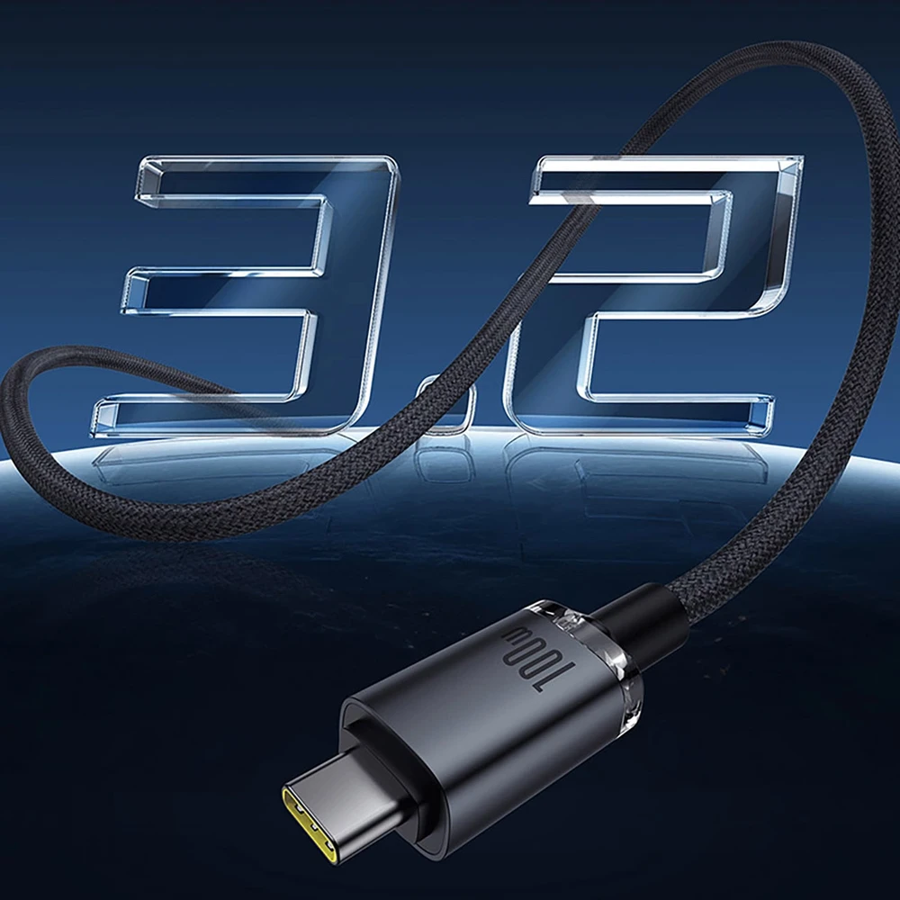 Baseus Crystal Shine Series Data kabelis USB-C - USB-C 100W 1,5m juodos spalvos