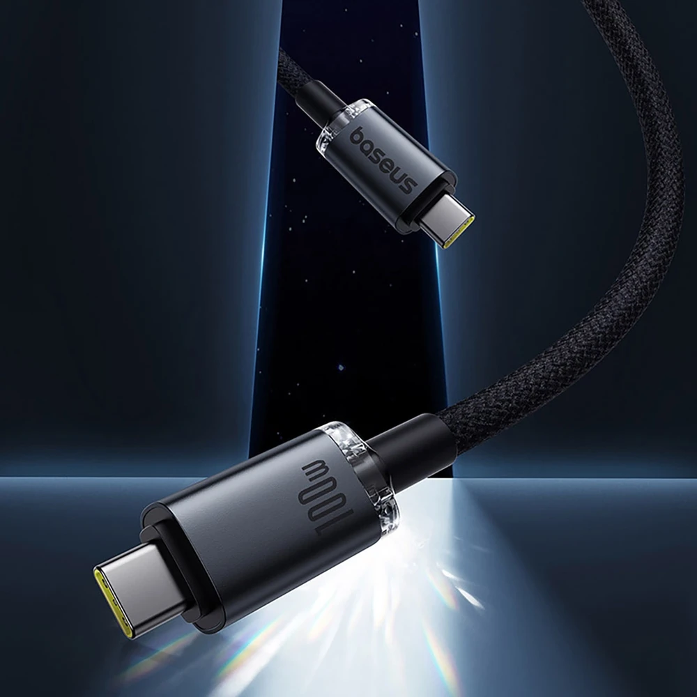 Baseus Crystal Shine Series Data kabelis USB-C - USB-C 100W 1,5m juodos spalvos