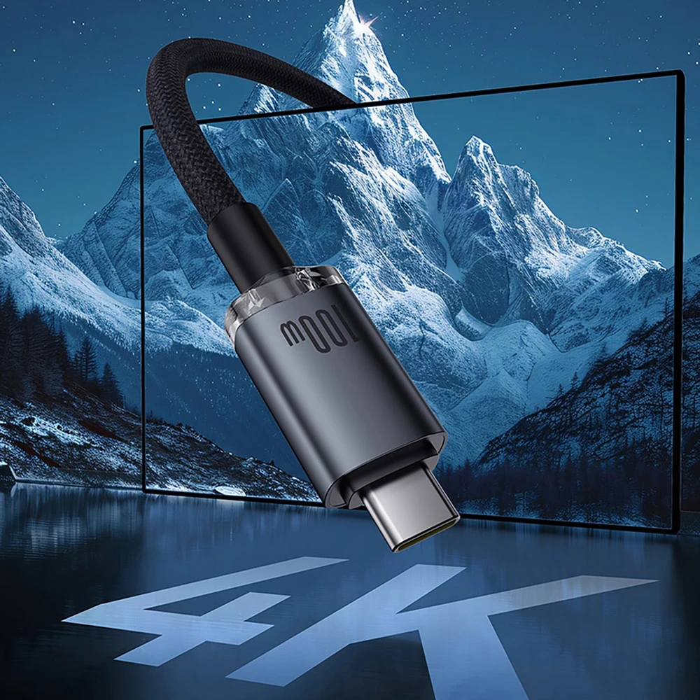 Baseus Crystal Shine Series Data kabelis USB-C - USB-C 100W 1,5m juodos spalvos