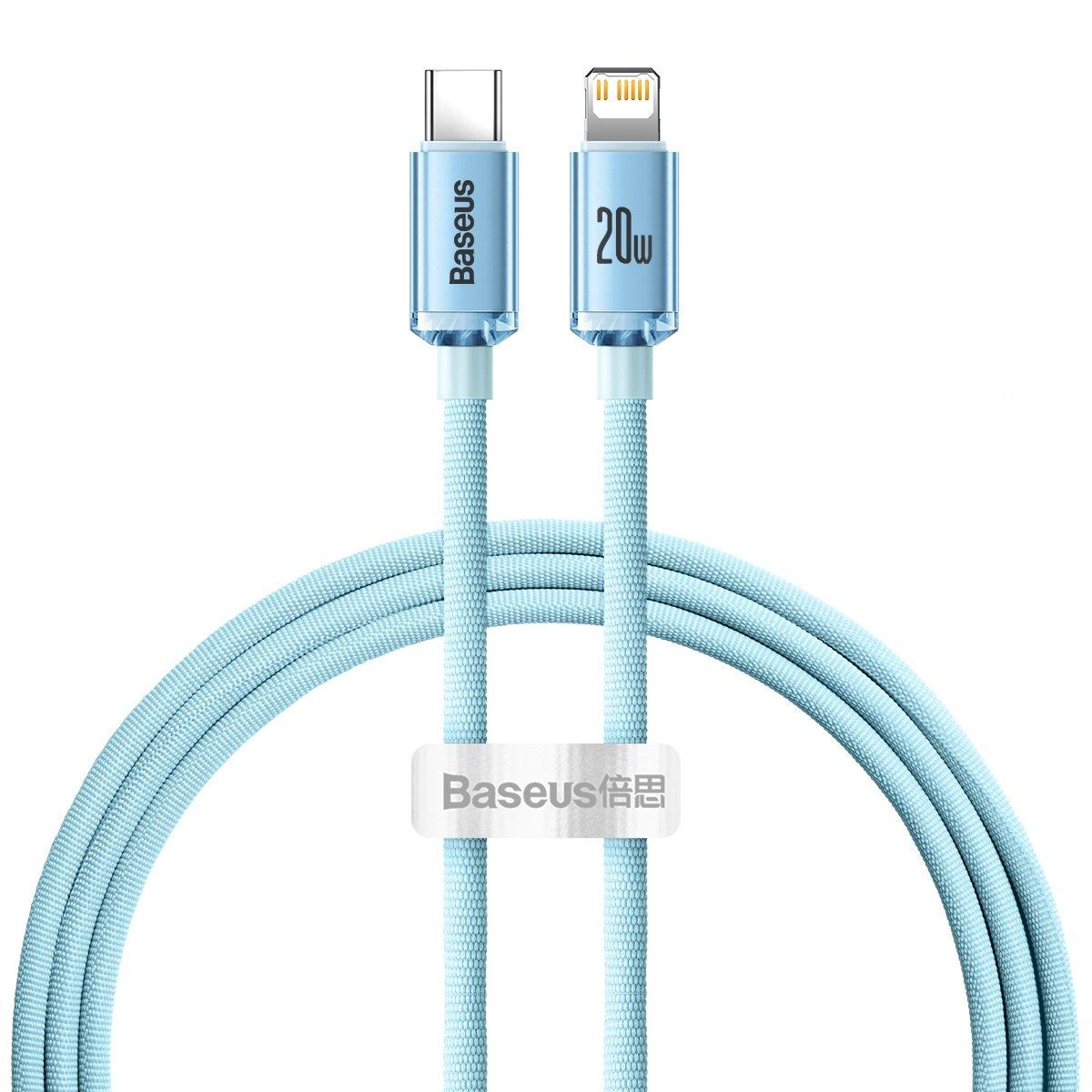 Kabelis USB-C do iP Baseus Crystal Shine, 20 W, 1.2 m (mėlyna)