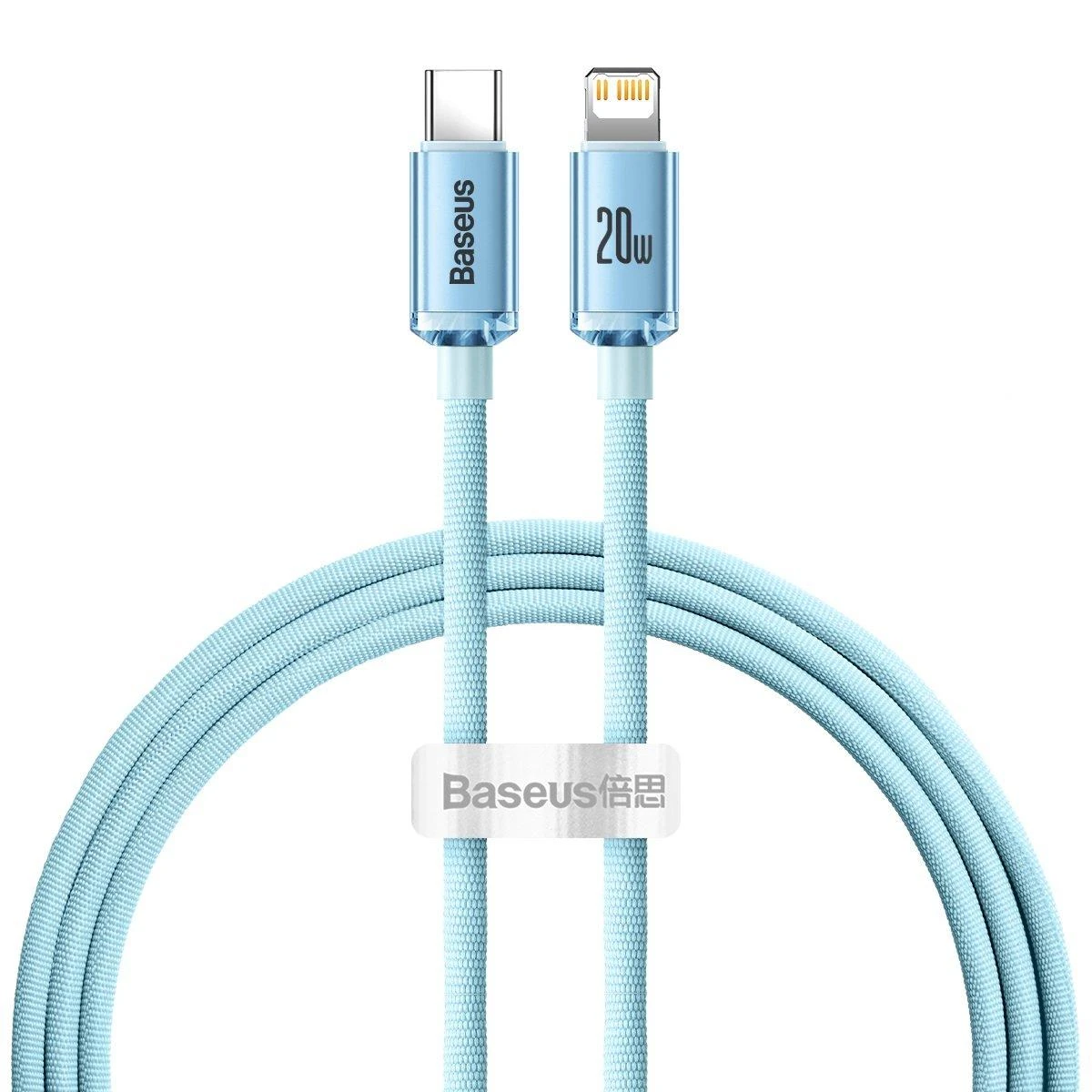 Kabelis USB-C do iP Baseus Crystal Shine, 20 W, 1.2 m (mėlyna)