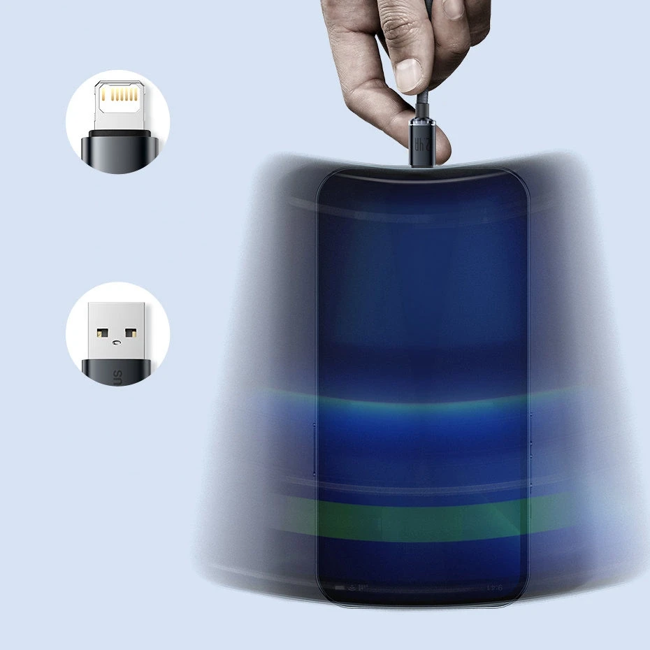 Baseus Crystal Shine laidas USB - Lightning 2.4A 1.2m - Juodas