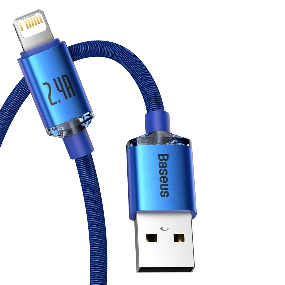 Baseus Crystal Shine USB - Lightning kabelis 2.4A 2m - Mėlynas