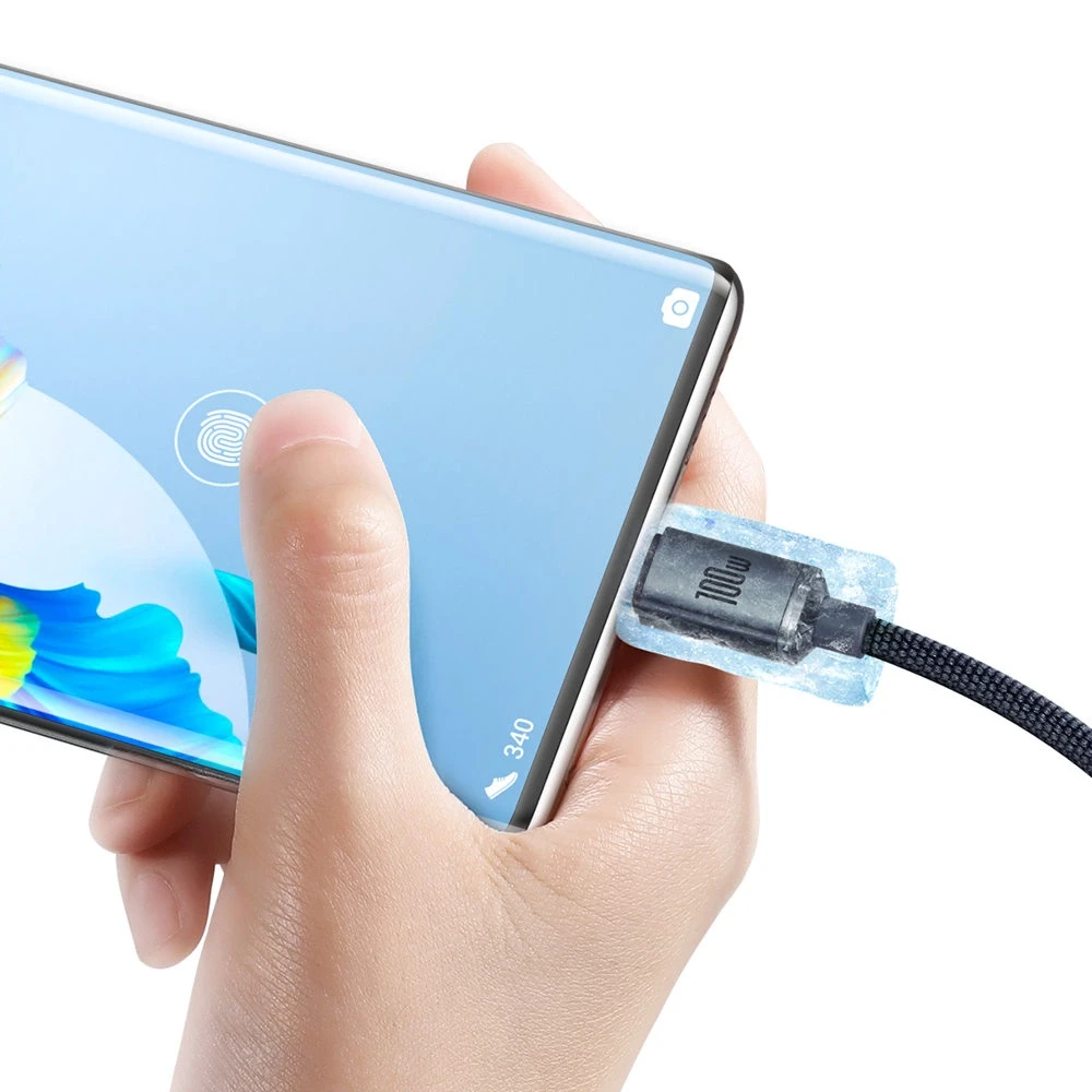 Baseus Crystal USB-USB-C laidas, 100W, 2m - juodas