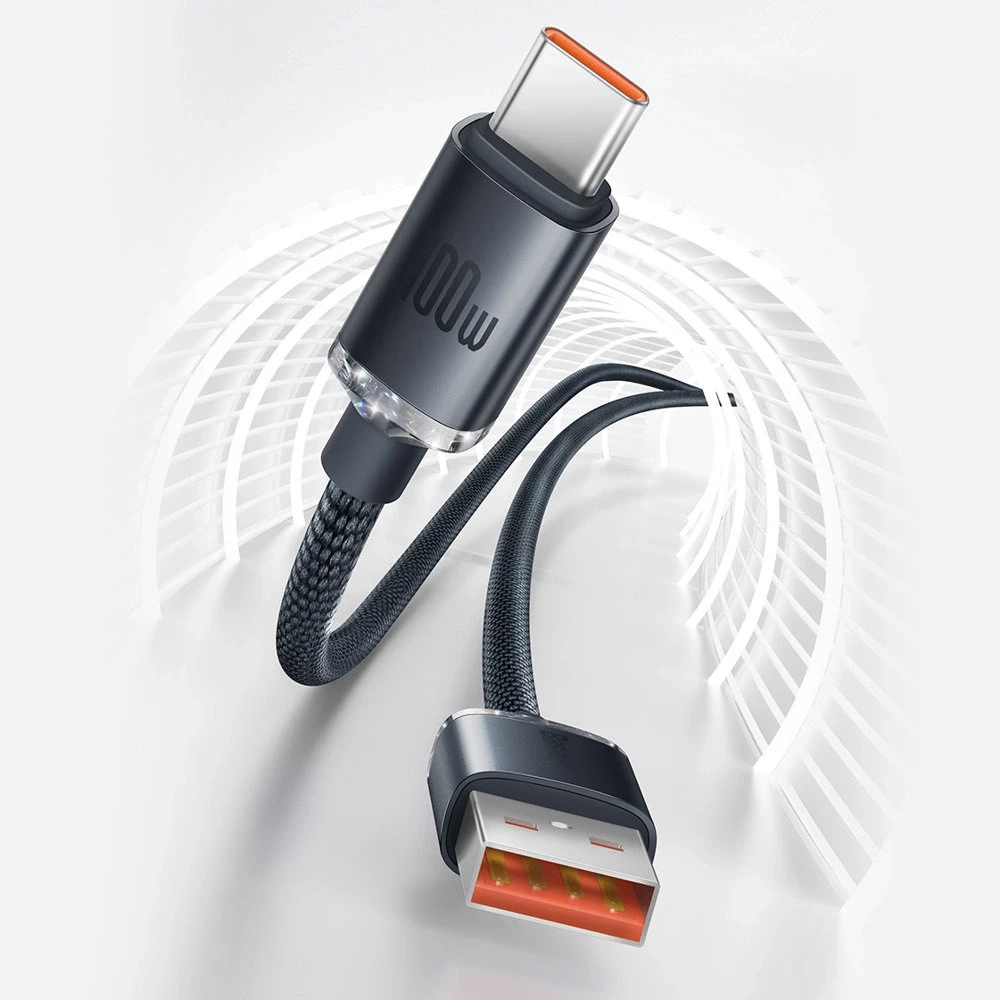 Baseus Crystal USB-USB-C laidas, 100W, 2m - juodas