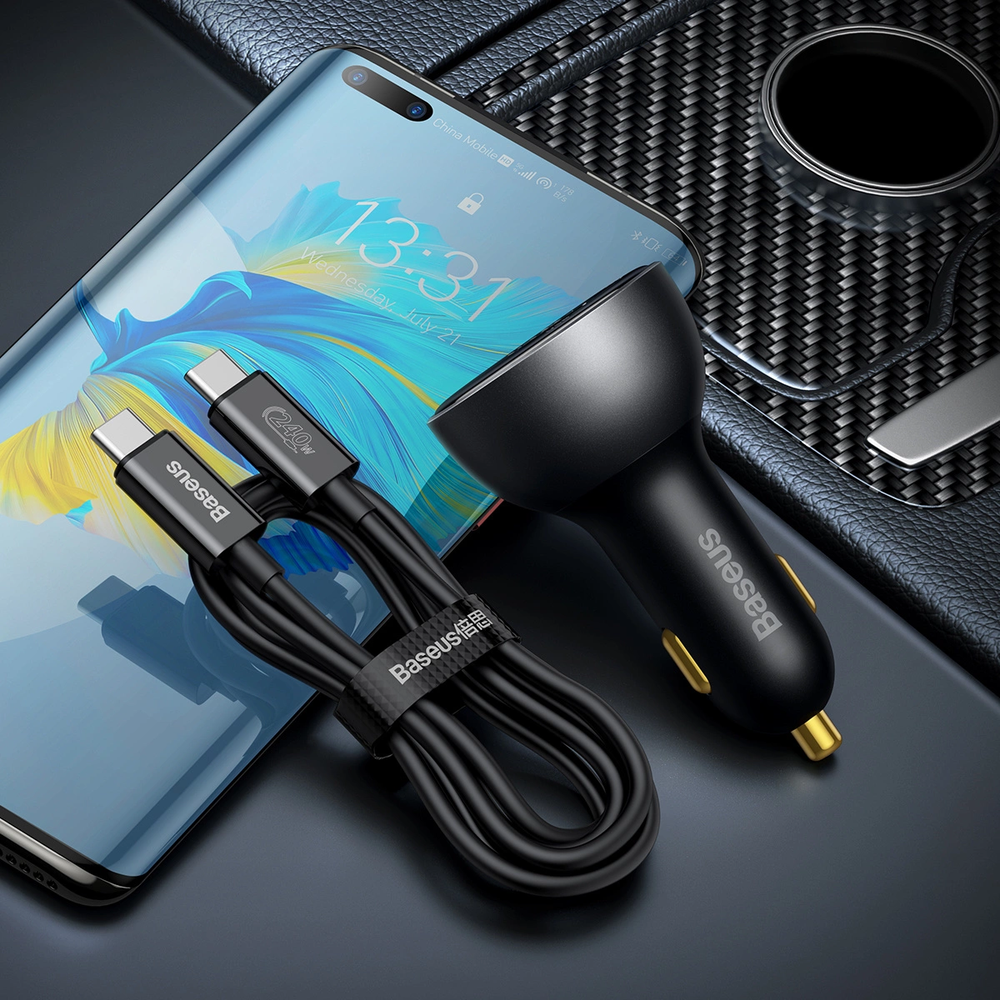 Automobilinis įkroviklis Baseus Superme USB USB-C 140W - juodas