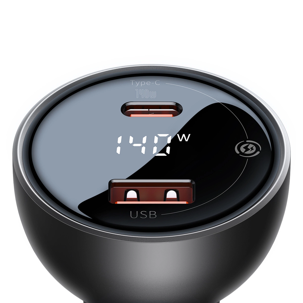 Automobilinis įkroviklis Baseus Superme USB USB-C 140W - juodas