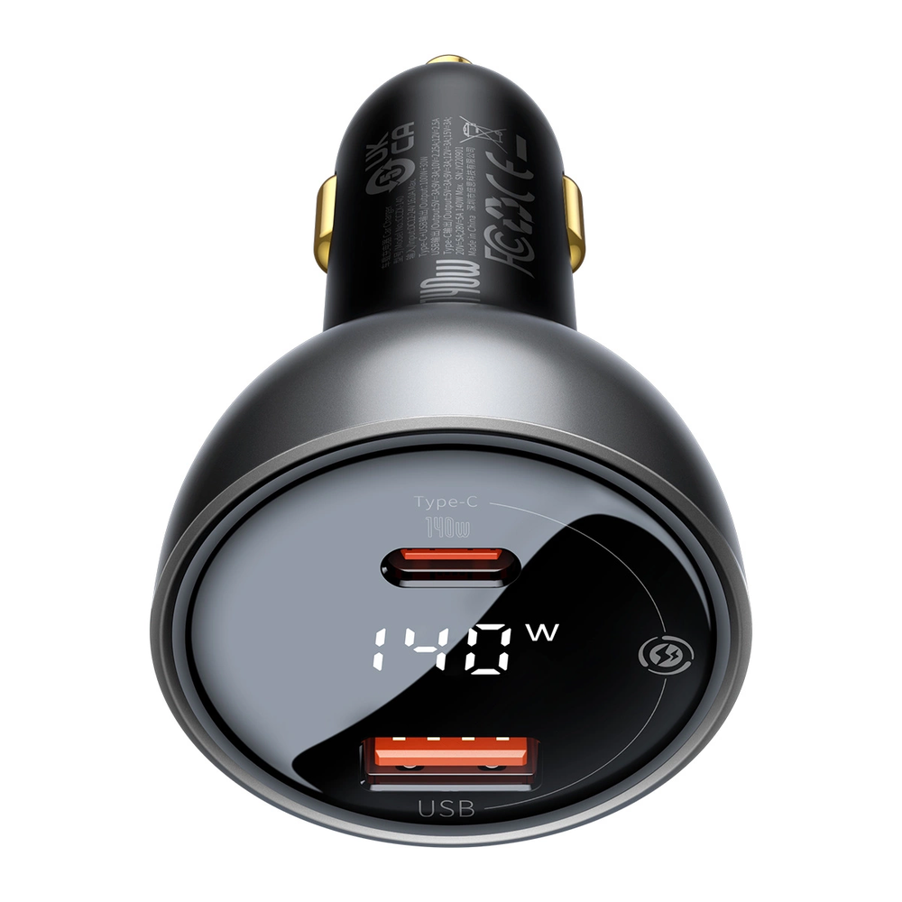 Automobilinis įkroviklis Baseus Superme USB USB-C 140W - juodas