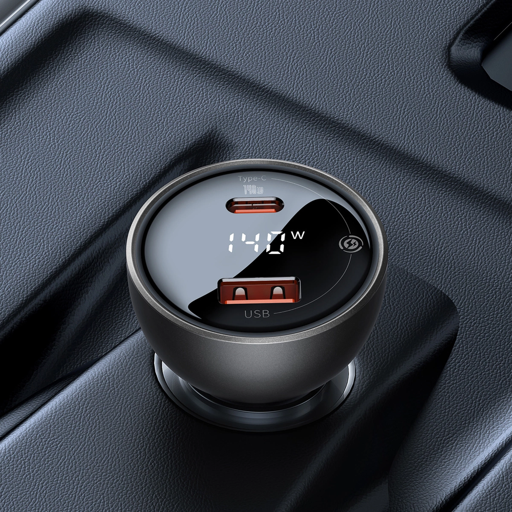 Automobilinis įkroviklis Baseus Superme USB USB-C 140W - juodas