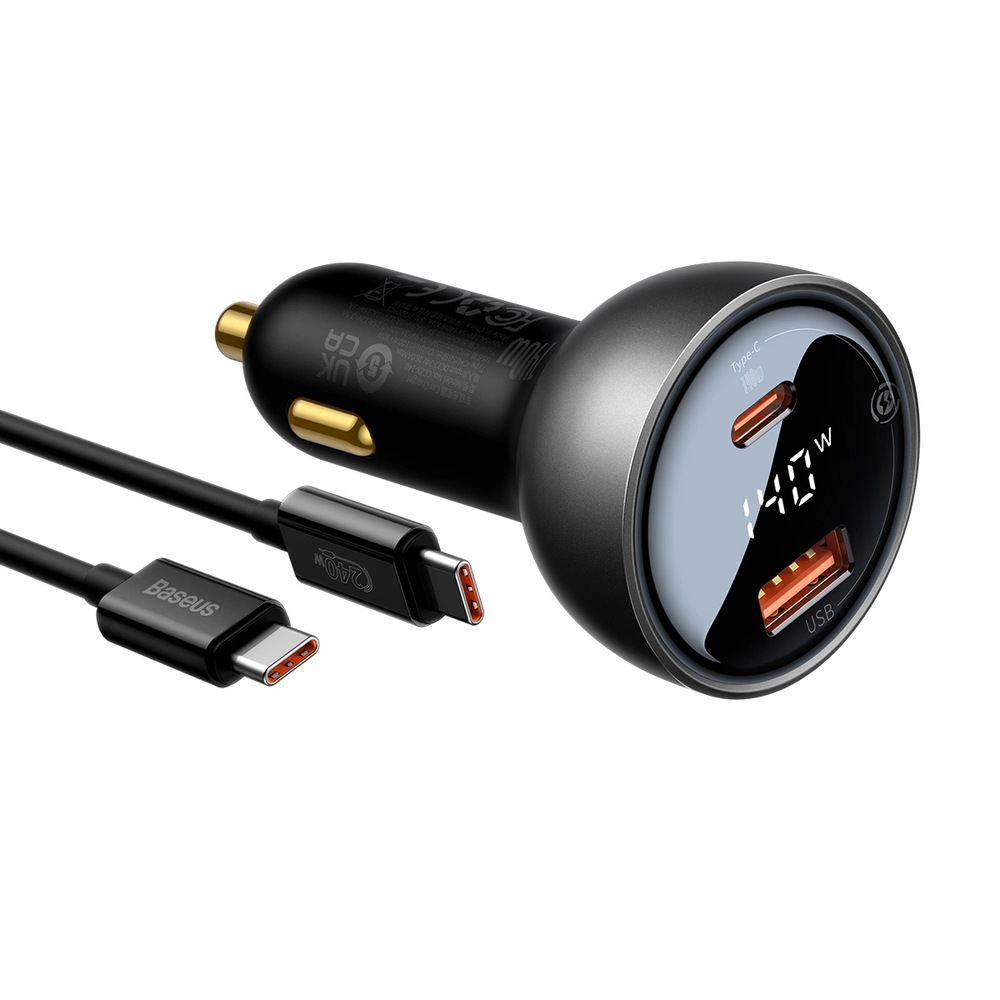 Automobilinis įkroviklis Baseus Superme USB USB-C 140W - juodas