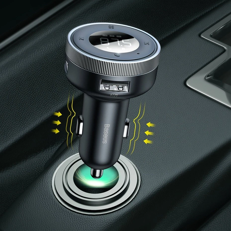 Baseus FM moduliatorius Bluetooth USB Micro SD - Juodas