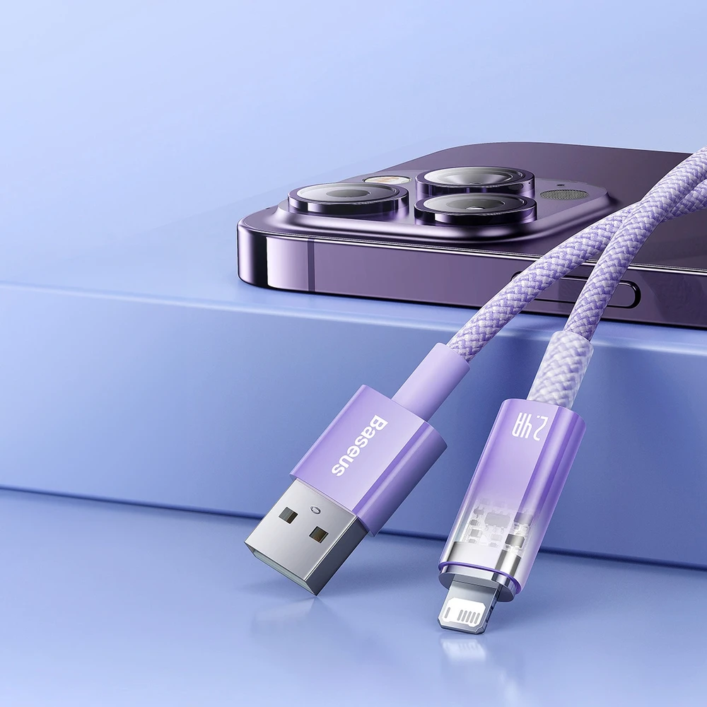 Greito įkrovimo kabelis Baseus USB-A su Lightning Explorer Series 2m, 2.4A (baltas)