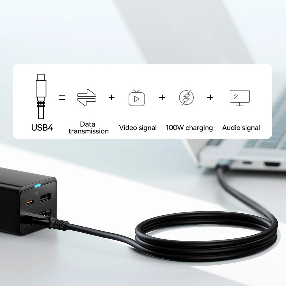 Baseus GaN5 Pro sieninis įkroviklis 2xUSB-C + USB + HDMI, 67 W (juodas)