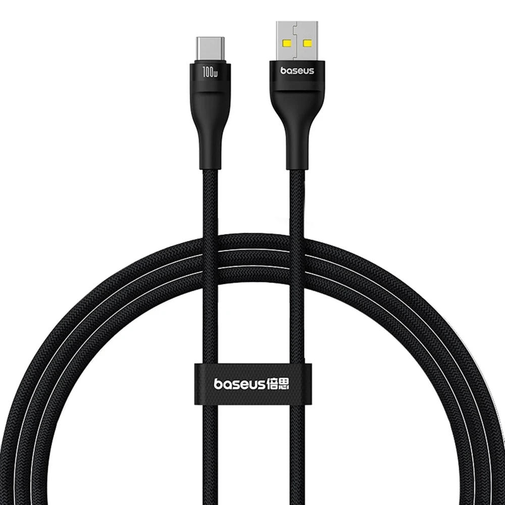 Baseus Flash 2 USB-A / USB-C kabelis 100W 1 m – juodos spalvos