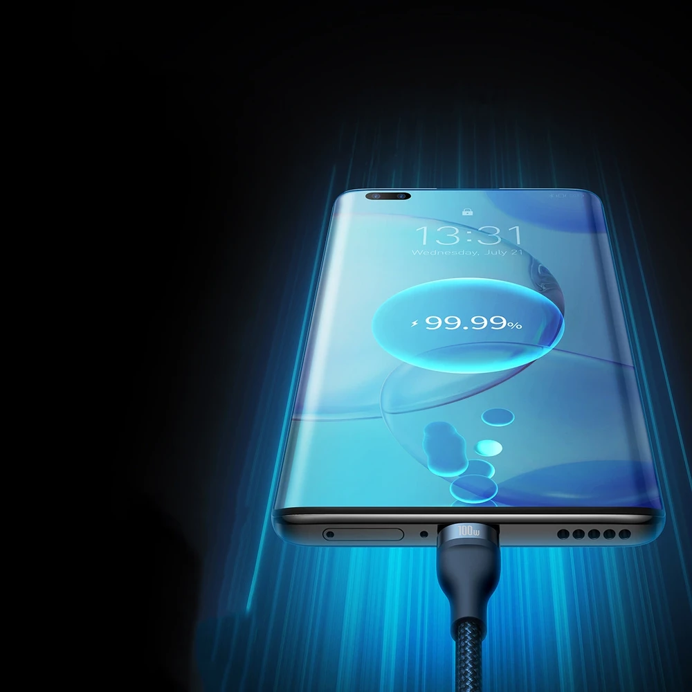 Baseus Flash Series 3in1 USB laidas USB-C + micro USB + Lightning 100W 1.2m - Mėlynas