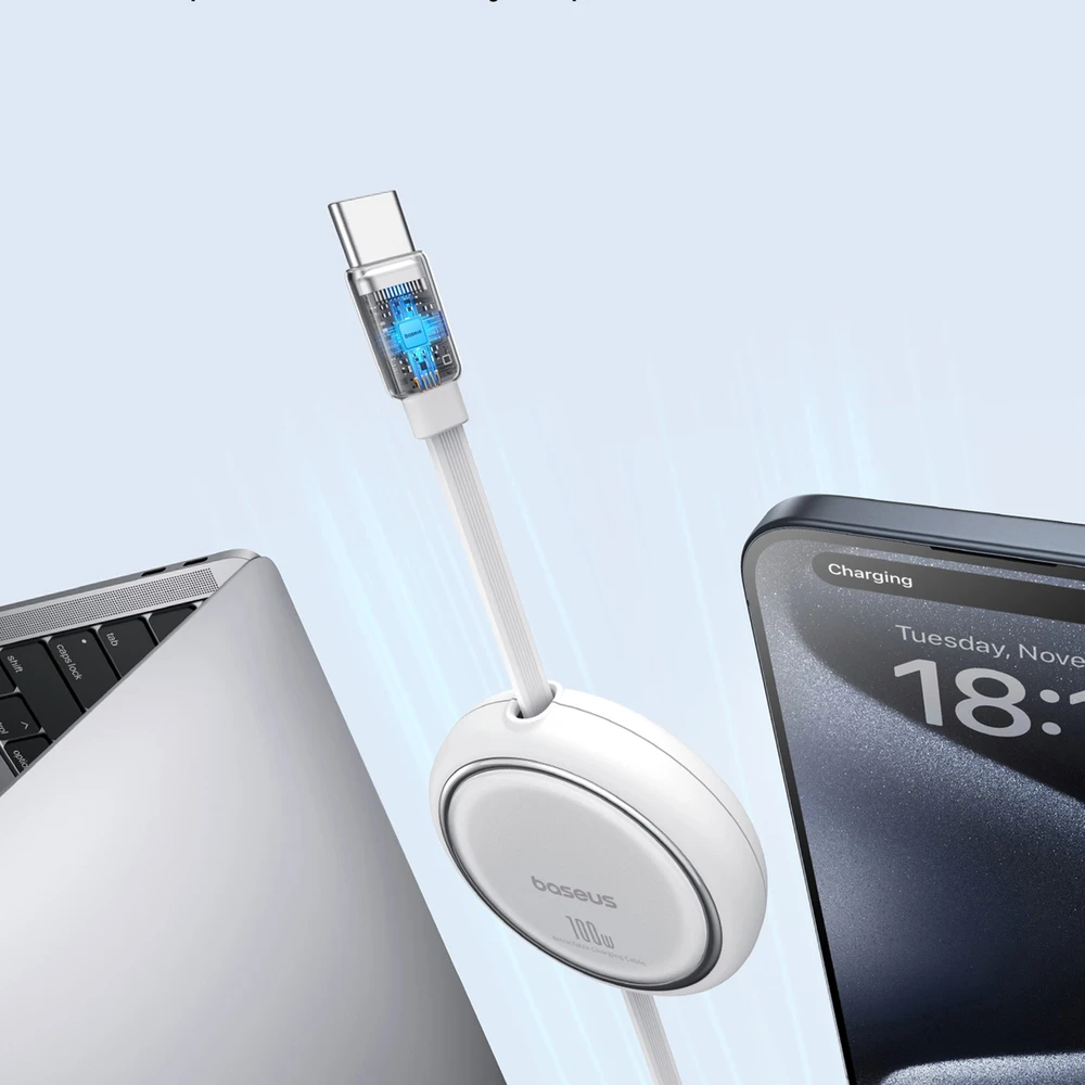 Laidas iš USB-C į USB-C Baseus Free2Draw, PD, 100 W, 1 m (baltas)