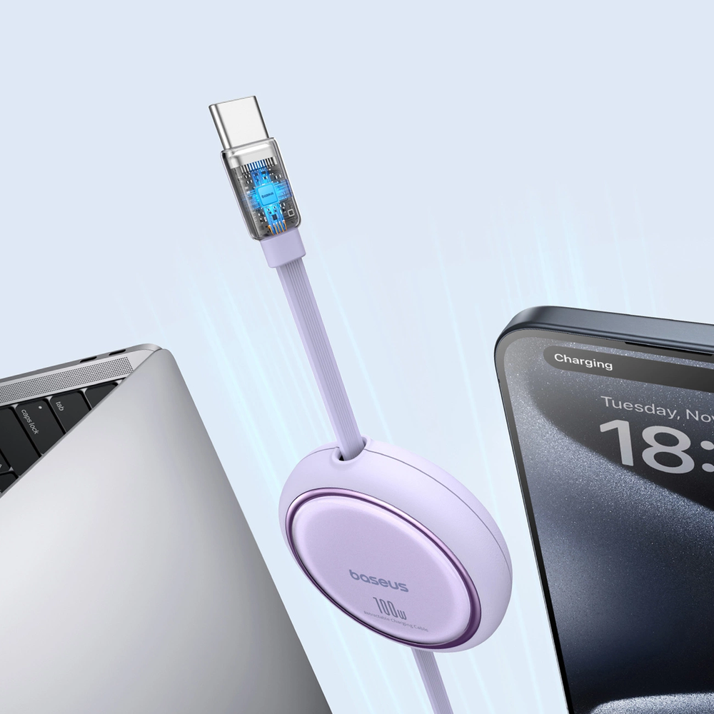 Laidas iš USB-C į USB-C Baseus Free2Draw, PD, 100 W, 1 m (violetinė)