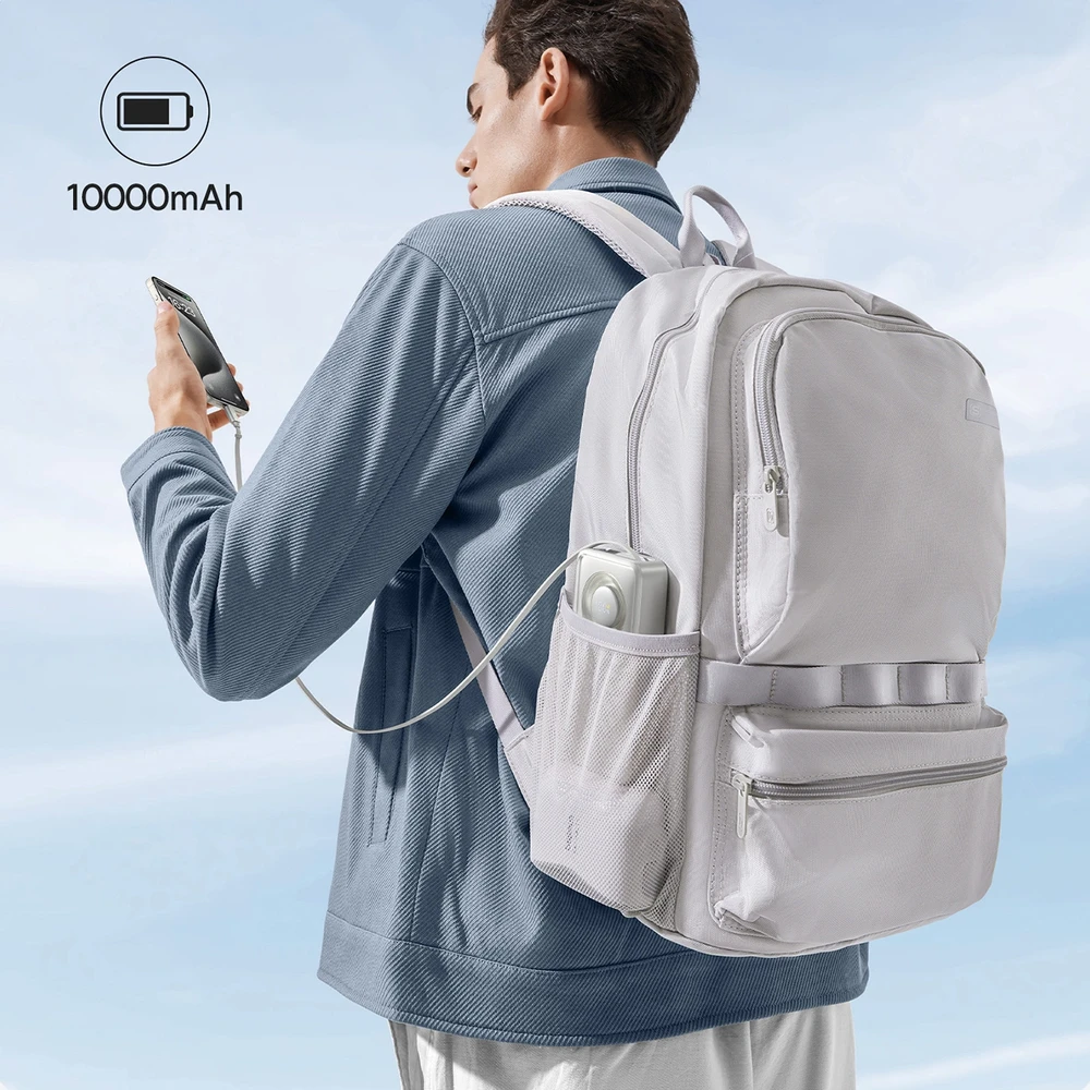 Baseus „Free2Pull“ 10000 mAh 30 W išorinė baterija su USB-C prievadu ir ištraukiamu USB-C laidu – pilkos spalvos