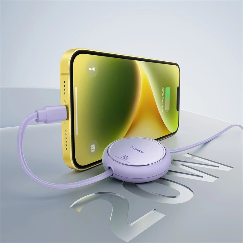 USB kabelis Baseus Free2Pull USB-C iki iP 20W 1m (violetinė)