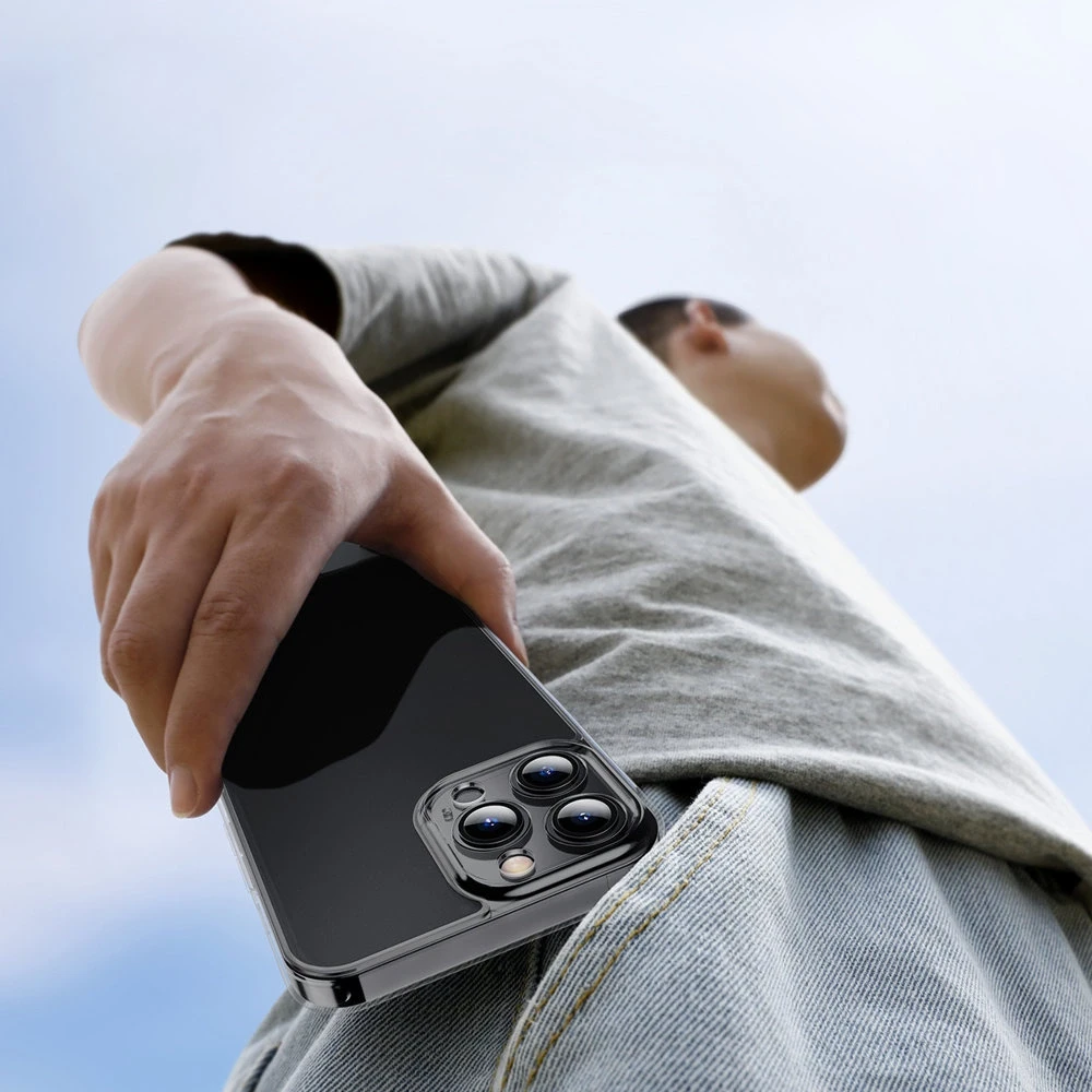 „Baseus“ matinio stiklo dėklas, skirtas „Apple iPhone 13 Pro“, kietas dėklas su gelio rėmeliu, juodos spalvos (ARWS000401)