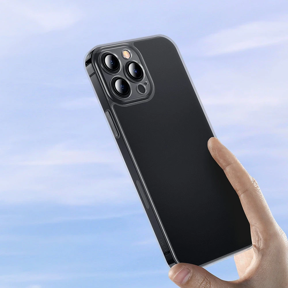 „Baseus“ matinio stiklo dėklas, skirtas „Apple iPhone 13 Pro“, kietas dėklas su gelio rėmeliu, juodos spalvos (ARWS000401)