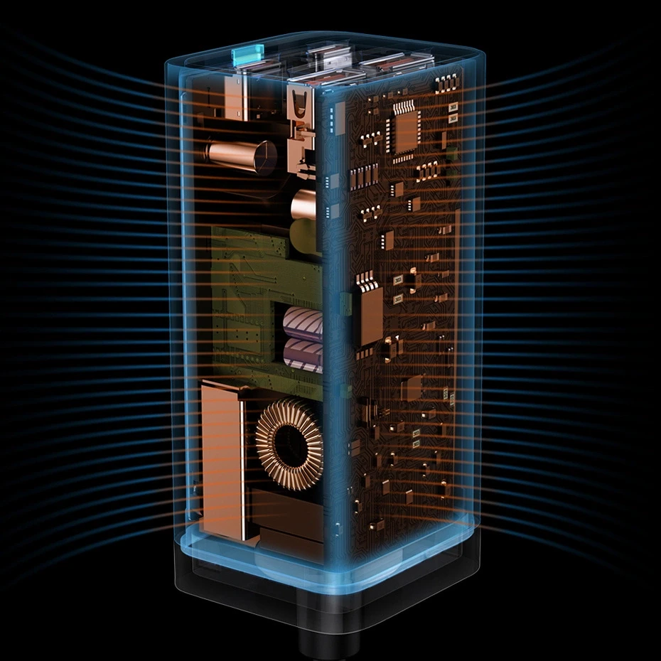 Baseus GaN3 Pro greitas universalus įkroviklis GaN 2 x C tipo USB / 2x USB 100W PD3.0, QC4.0+, AFC, juodas (CCGP000101)