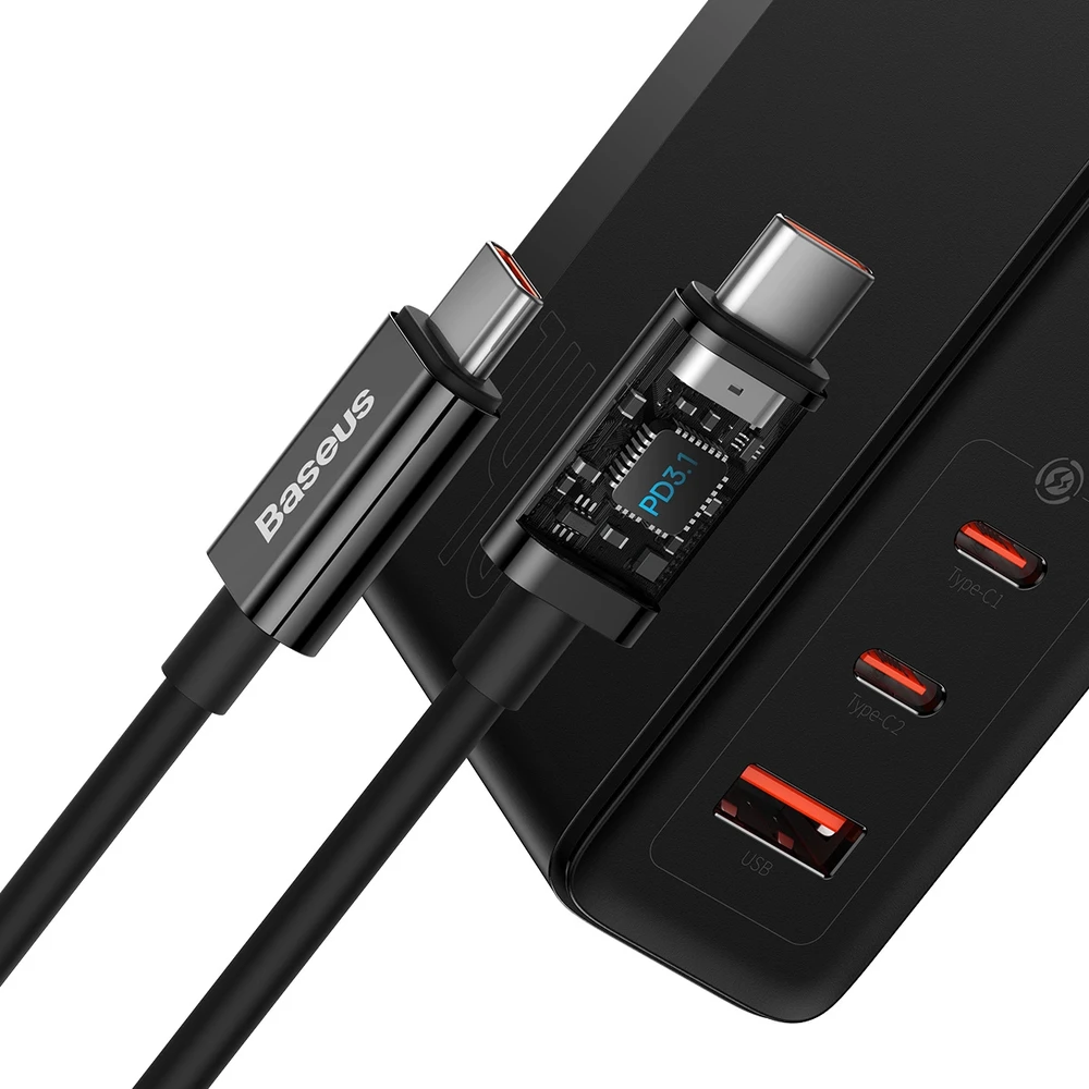 Baseus GaN5 Pro greitas įkroviklis 2C+U 140W (juodas)