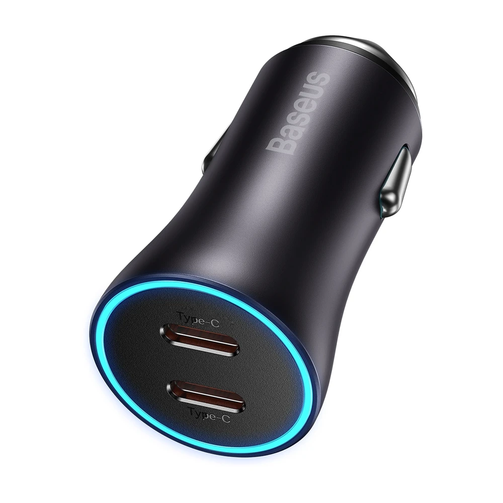Baseus Golden Contactor Pro automobilinis įkroviklis 2x USB-C 40W - Tamsiai pilka
