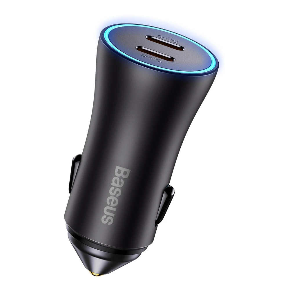 Baseus Golden Contactor Pro automobilinis įkroviklis 2x USB-C 40W - Tamsiai pilka