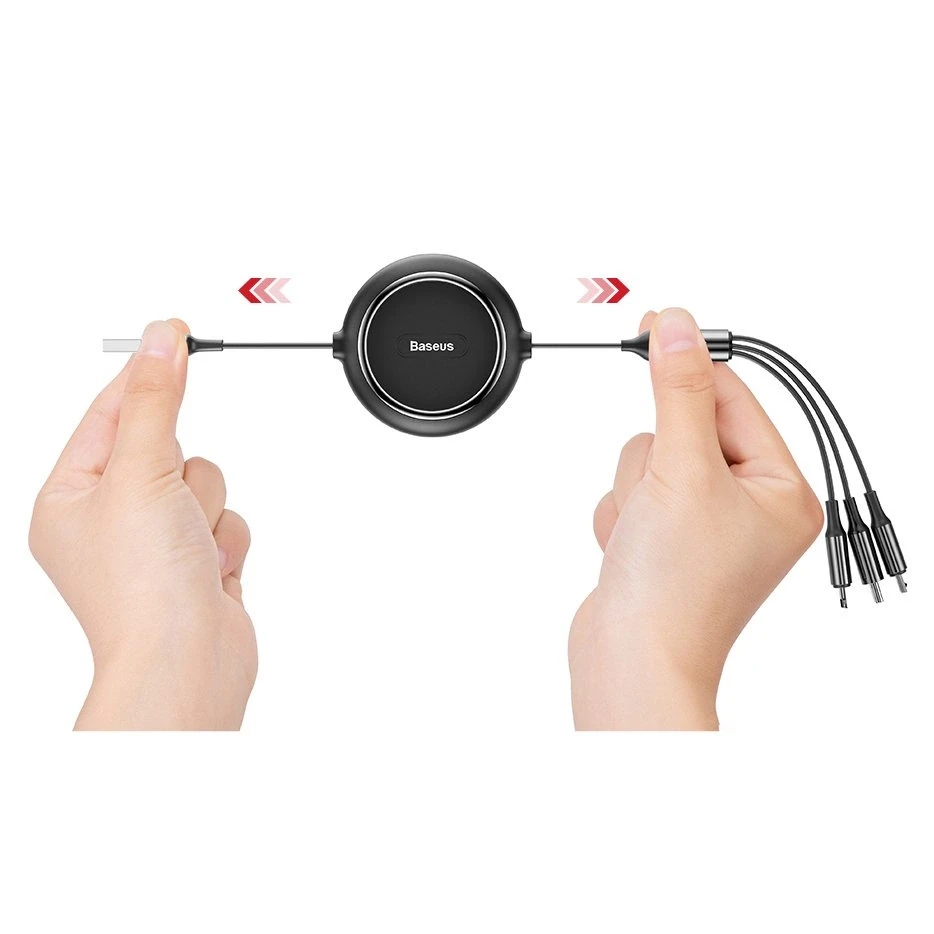 USB kabelis Baseus Golden Loop Three-in-One Micro+Lightning+Type-C 3.5A 1.2m juodas CAMLT-JH01