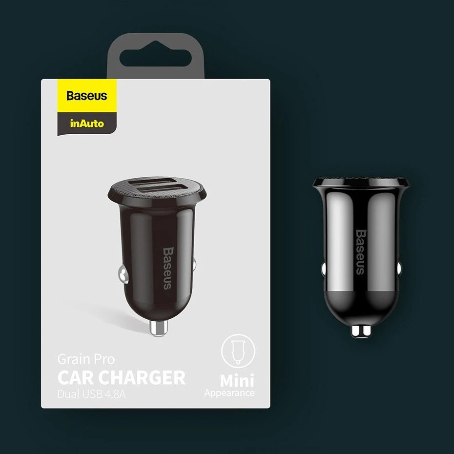 Automobilinis įkroviklis Baseus Grain Pro 2x USB 4.8A - Baltas